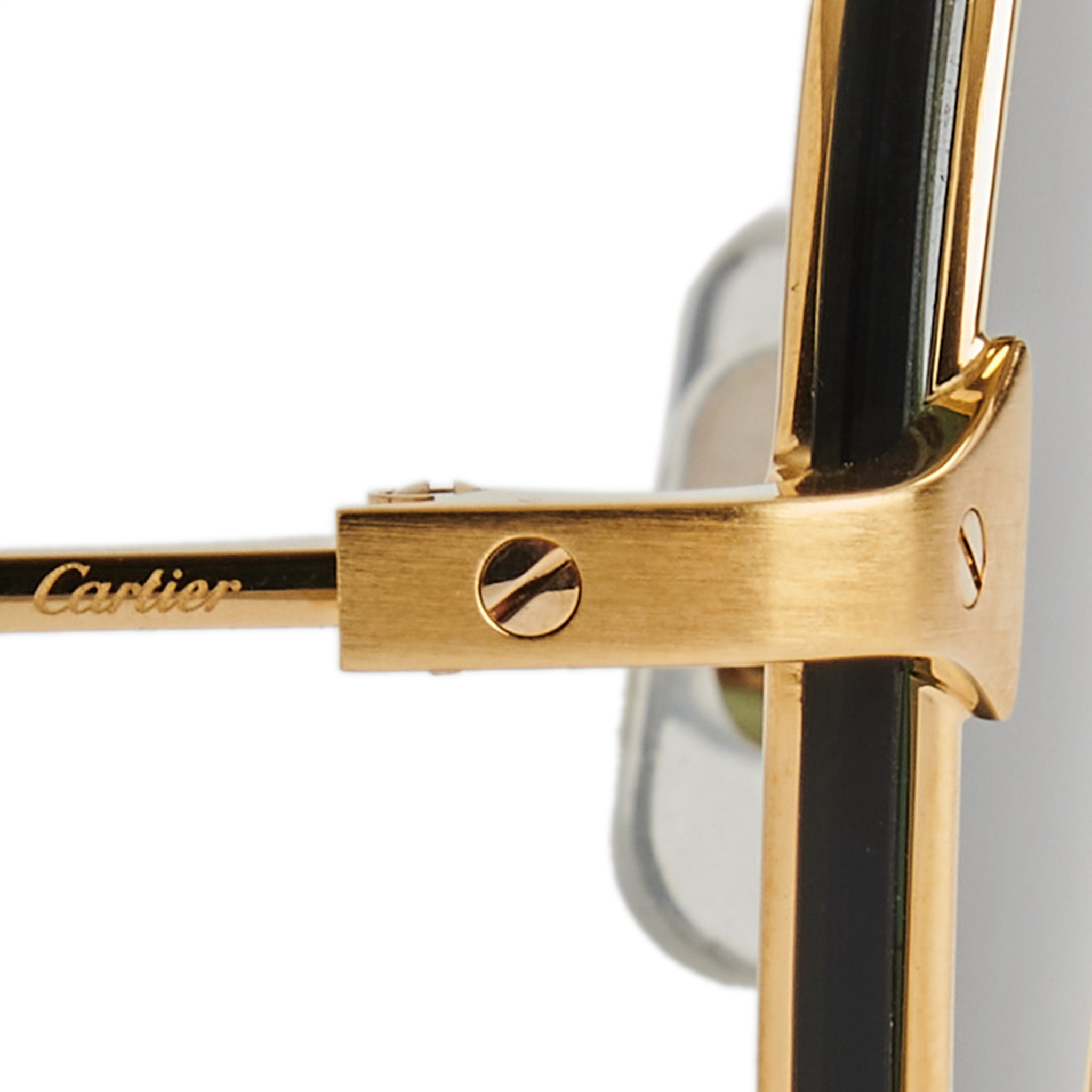 Image of Cartier Eyewear CT0242S Pilot Frame Brown Gold Sunglasses